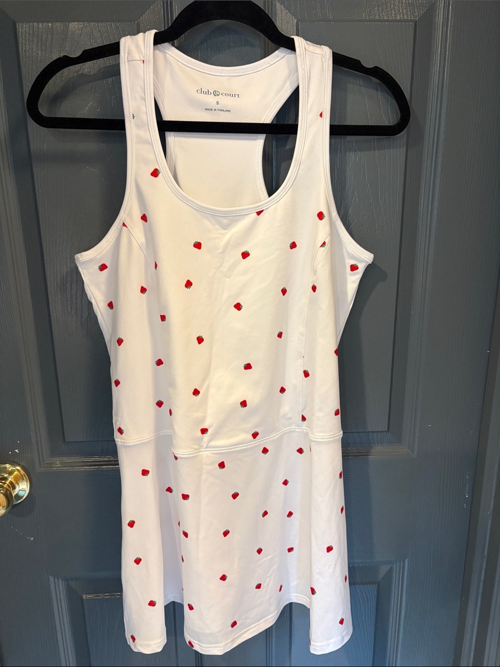 Club Court White Tank Dress with Red Strawberry Print
